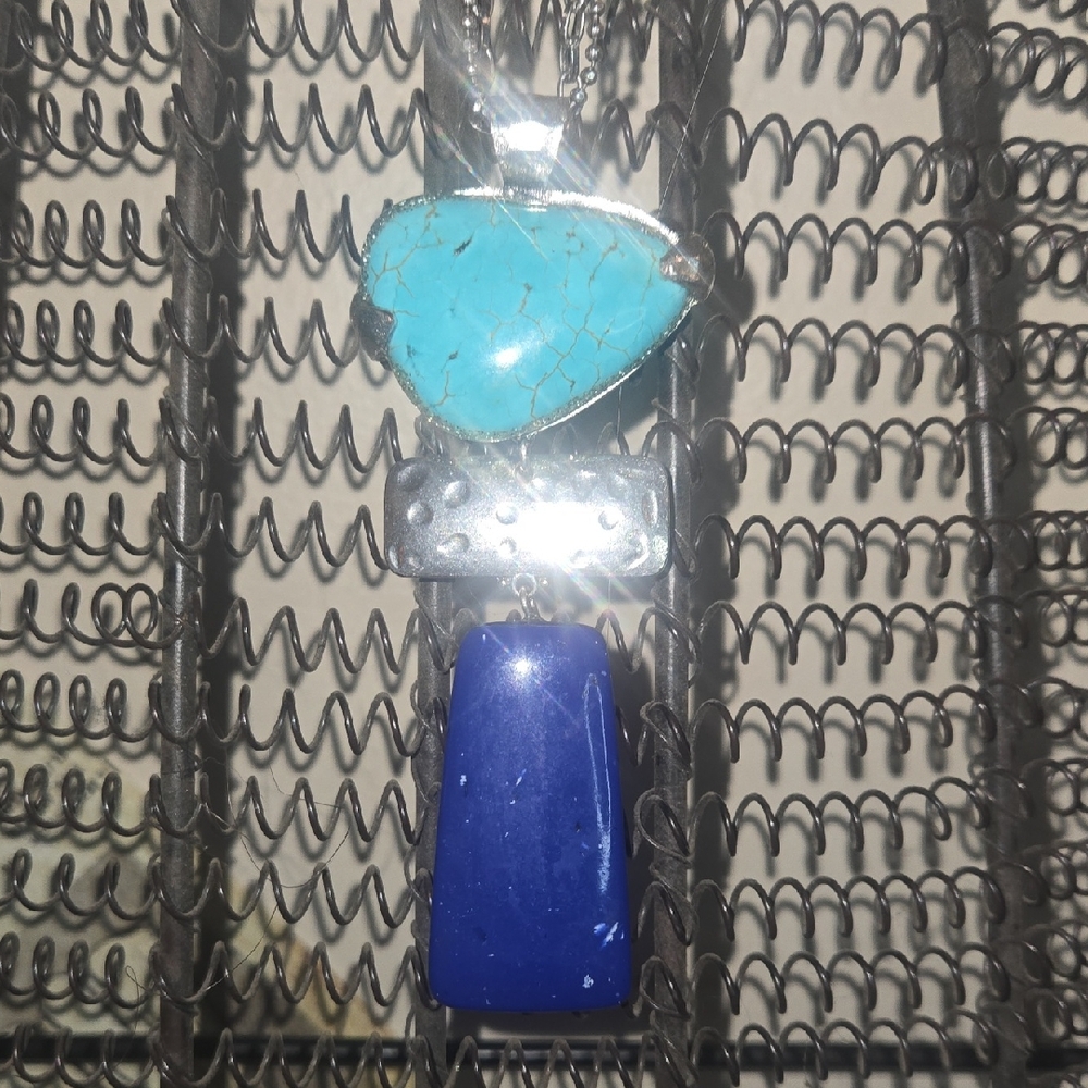 Chico's Turquoise and Cobalt Silver Necklace